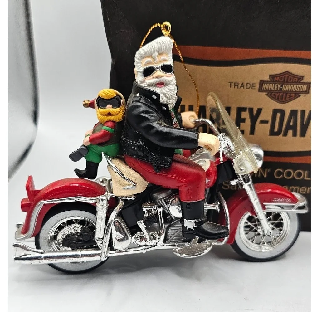 Harley-Davidson Christmas Ornament Lot of 3 Ridin Cool Santa Motorcycle Boxed